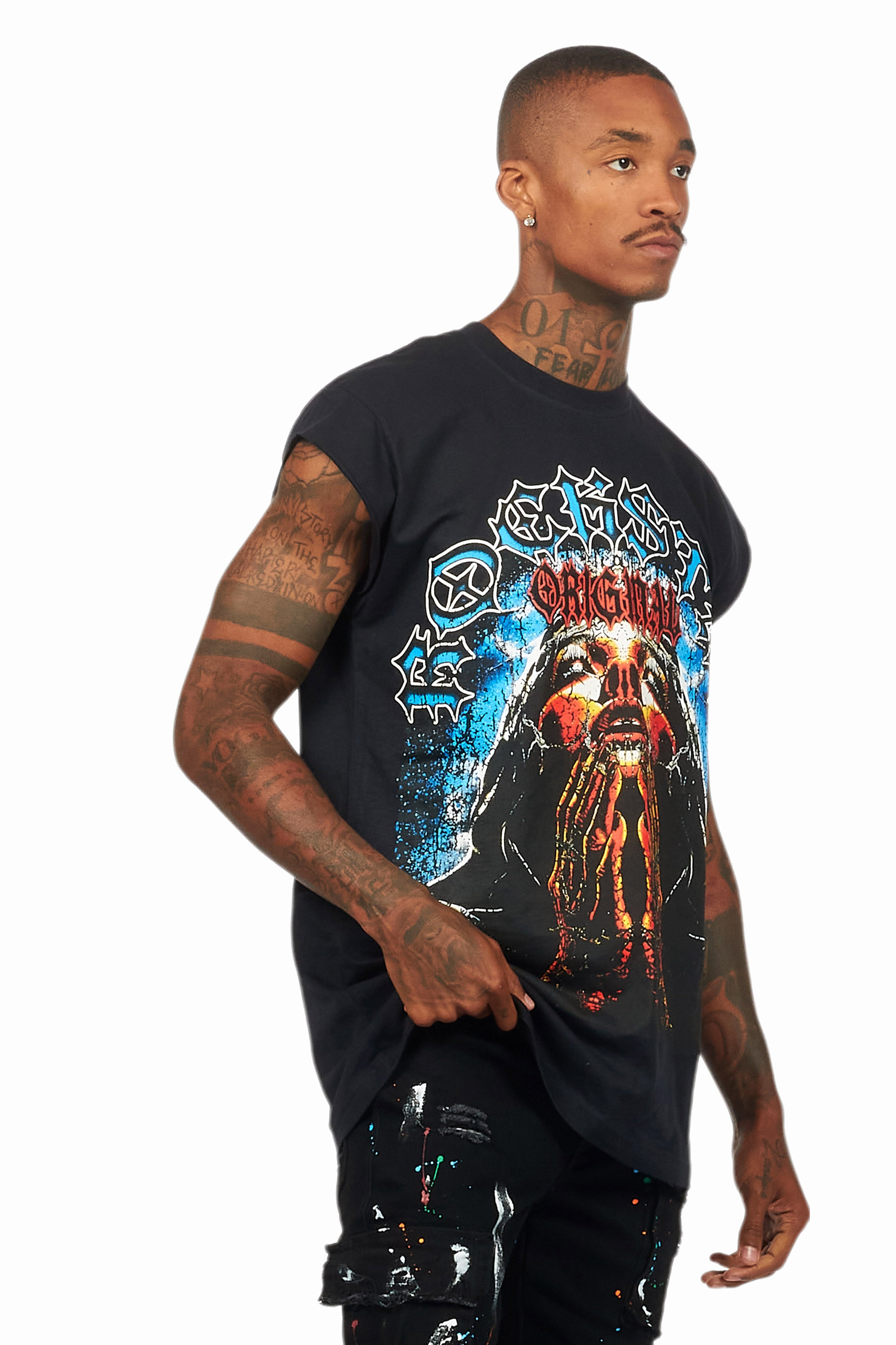 Dallan Black Graphic Muscle T-Shirt