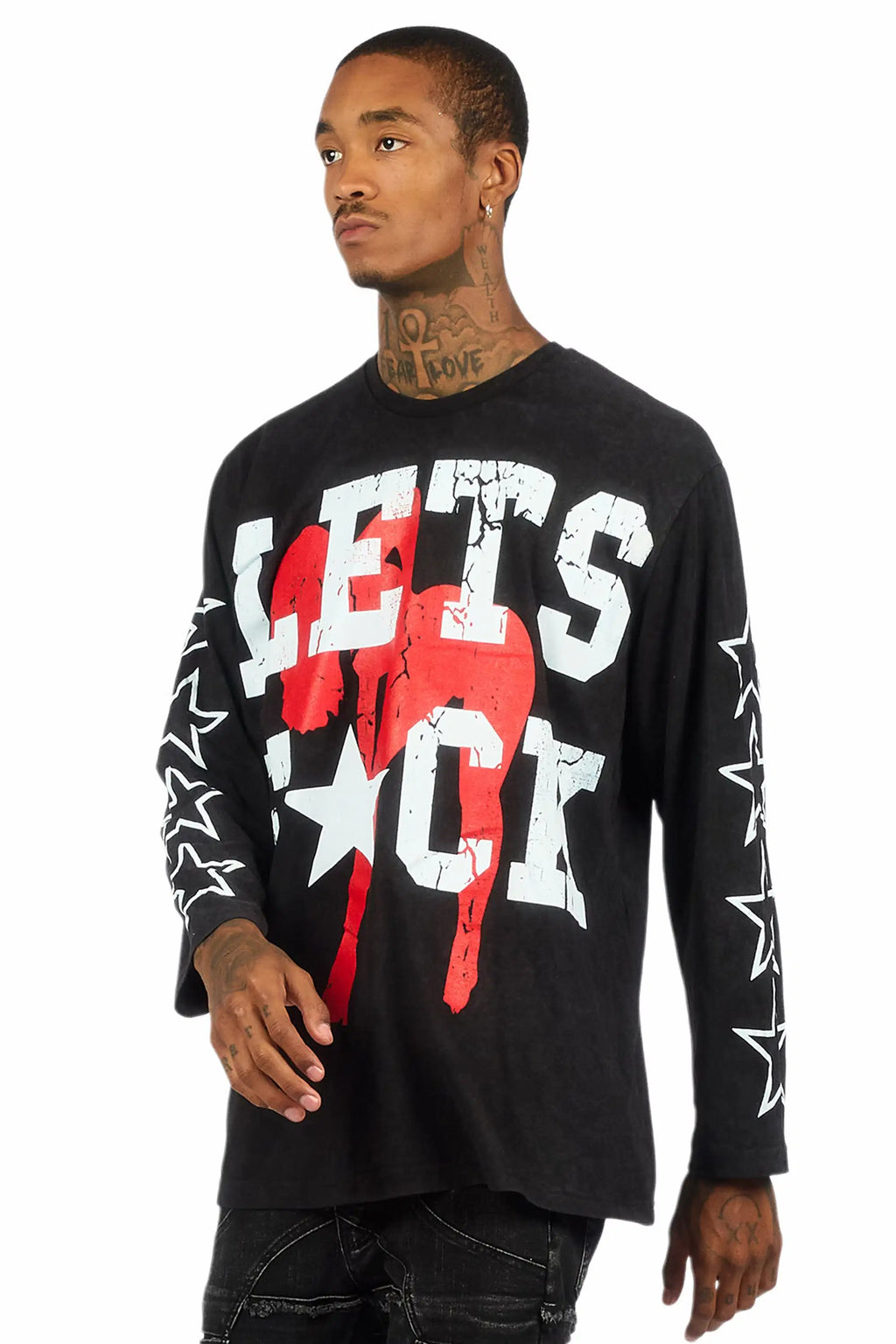 Pacino Vintage Black/Red Long Sleeve Graphic T-Shirt