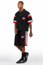 Zavid Black Button Up T-Shirt/Short Set