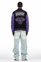 Leslaw Purple/Black Varsity Jacket