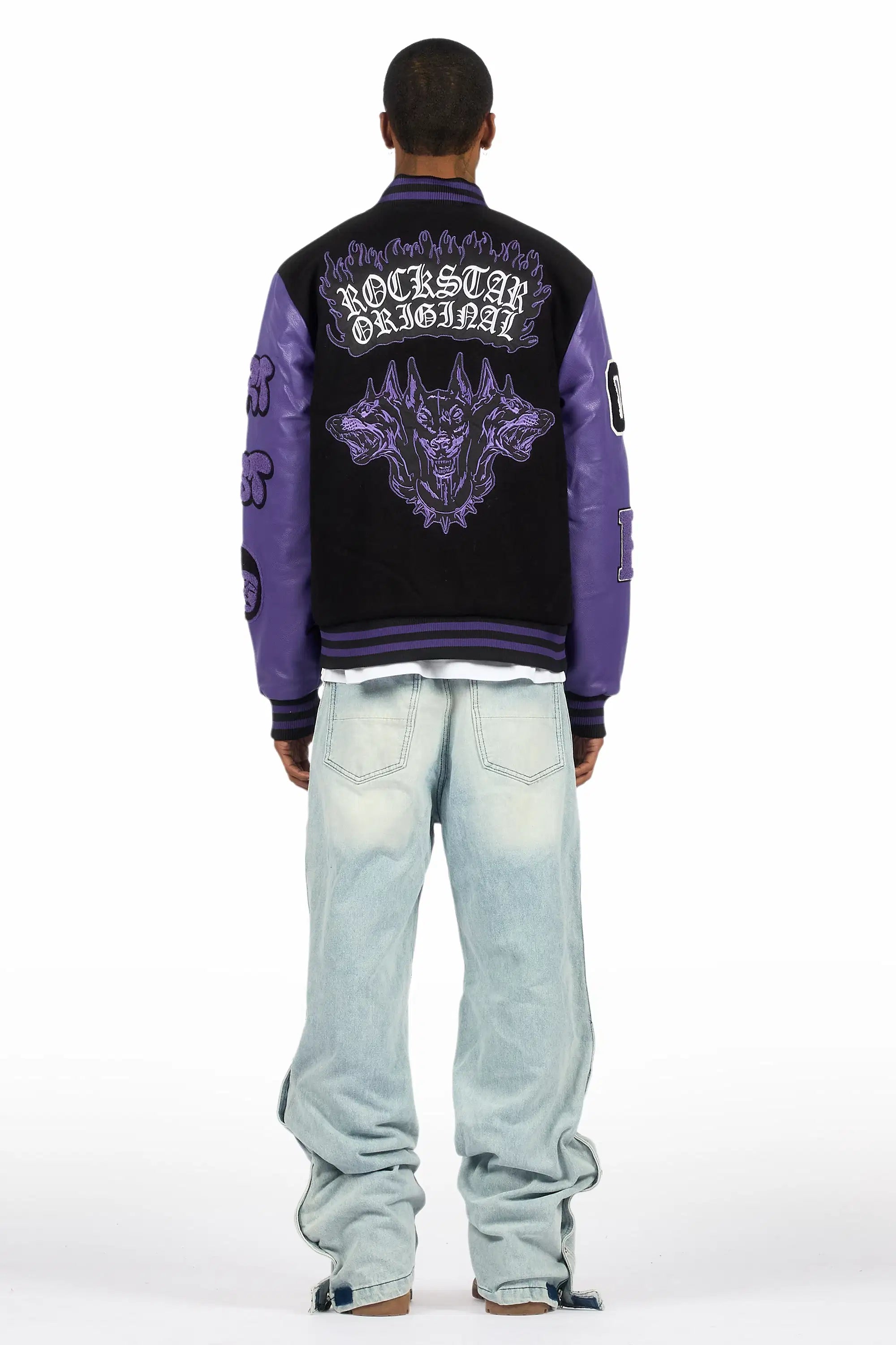 Leslaw Purple/Black Varsity Jacket