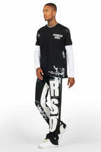 Allard Black/White Double Layer T-Shirt/Baggy Pant Set