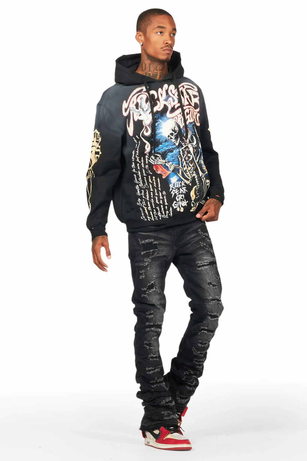 Danby Black Graphic Distressed Hoodie