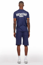 Sana Navy T-Shirt/Raw Edge Short Set