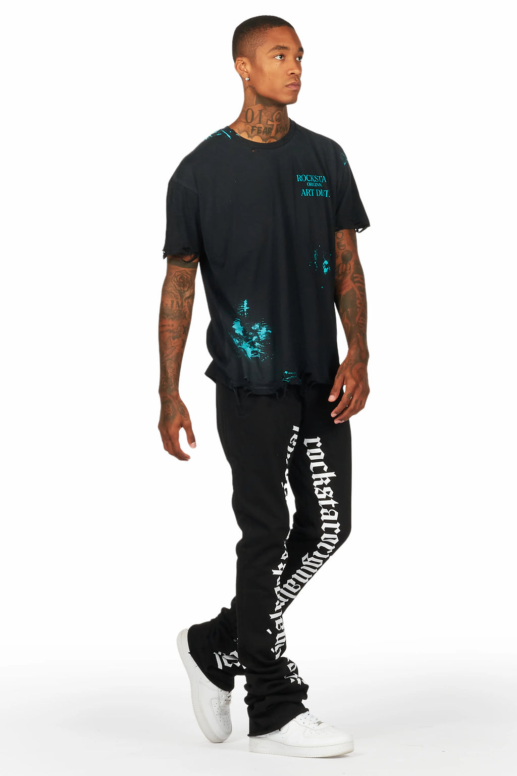 Farrell Black/Mint Graphic Oversized T-Shirt