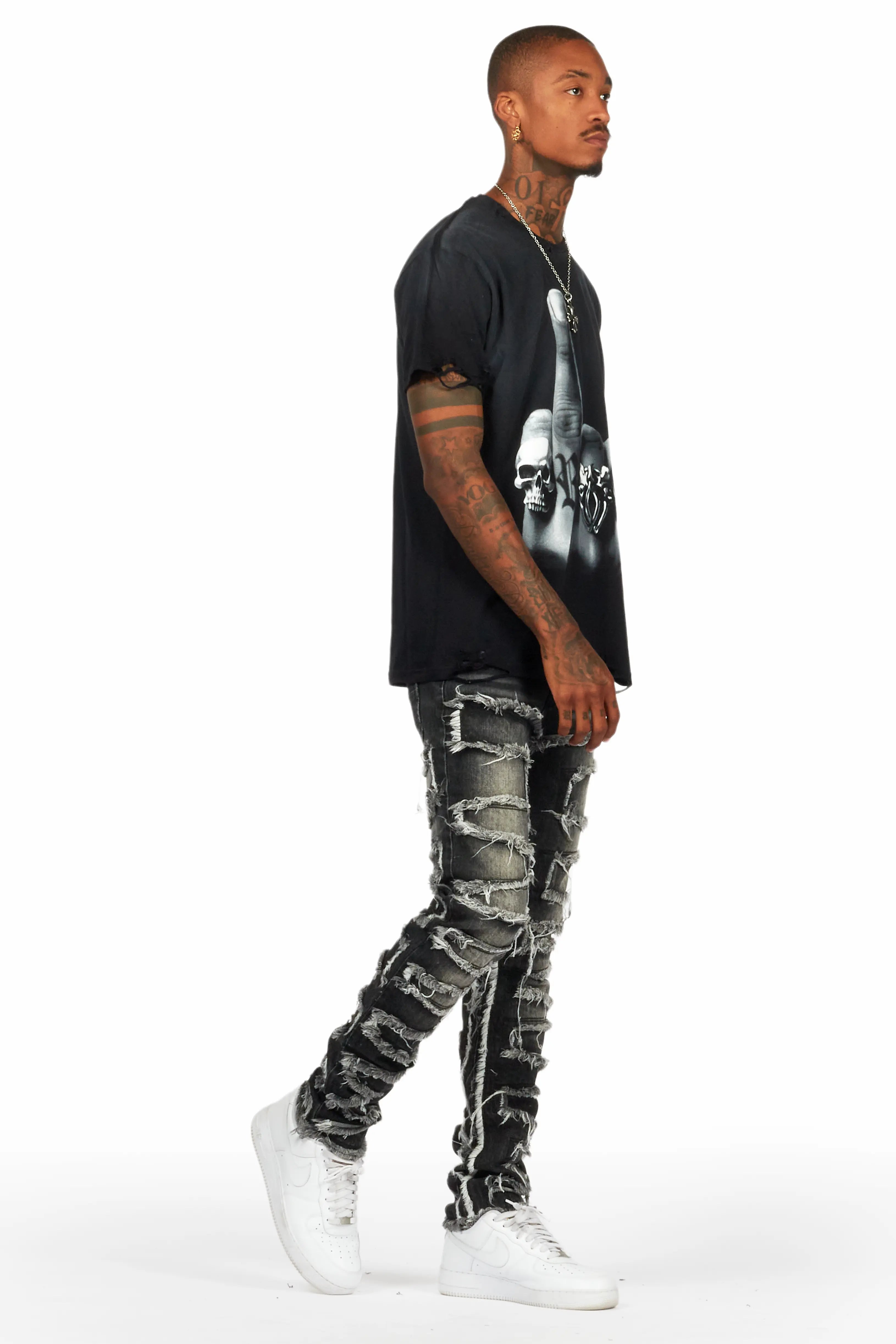 Ummar Black Oversized Graphic T-Shirt