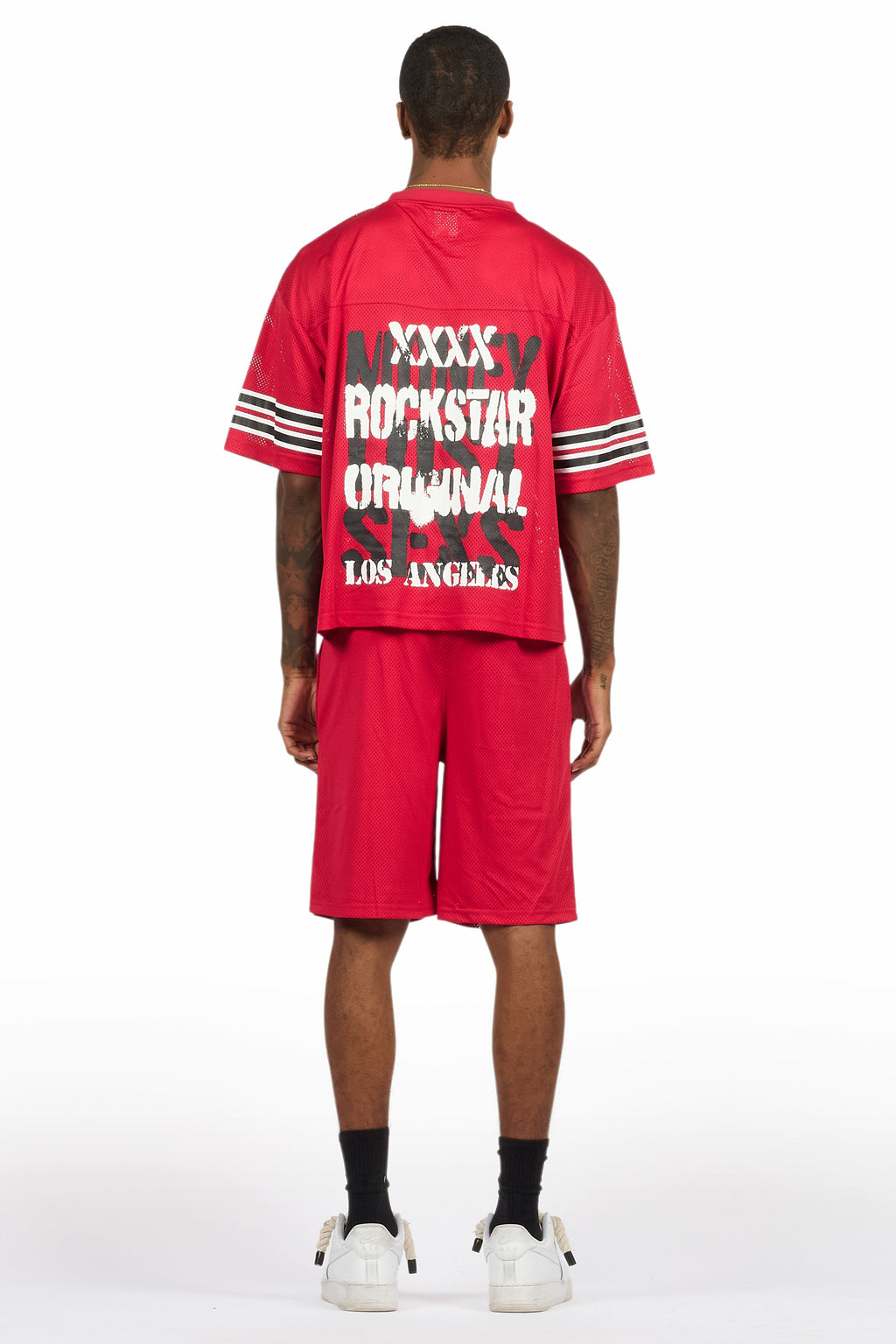 Crown Red Mesh Jersey Short Set