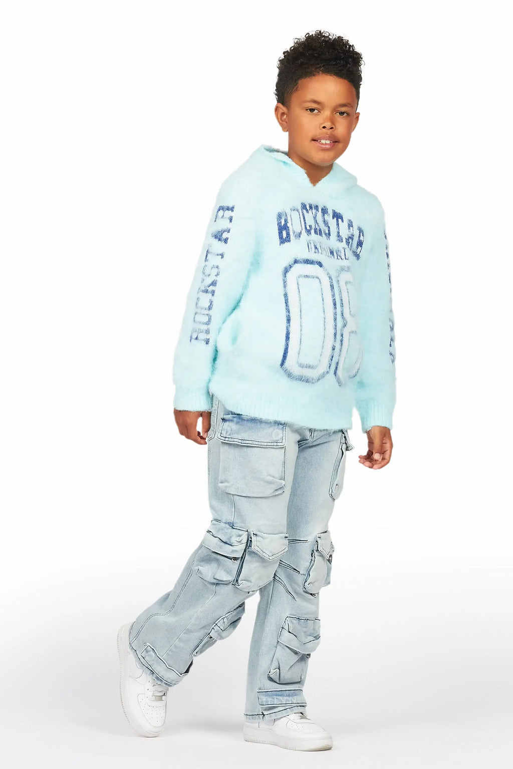 Boys Mahesh Blue Baggy Cargo Jean