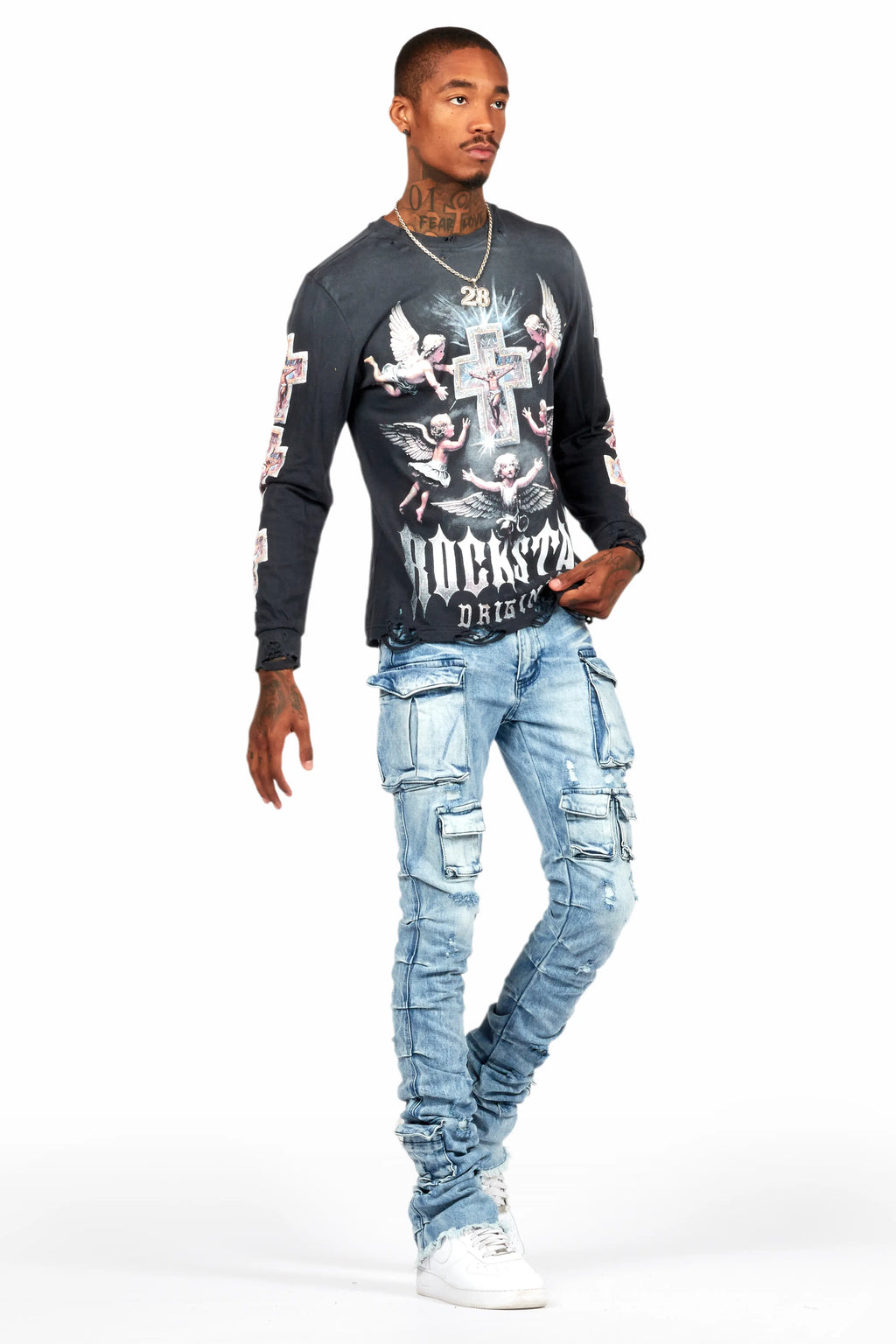 Gentry Light Blue Stacked Flare Jean