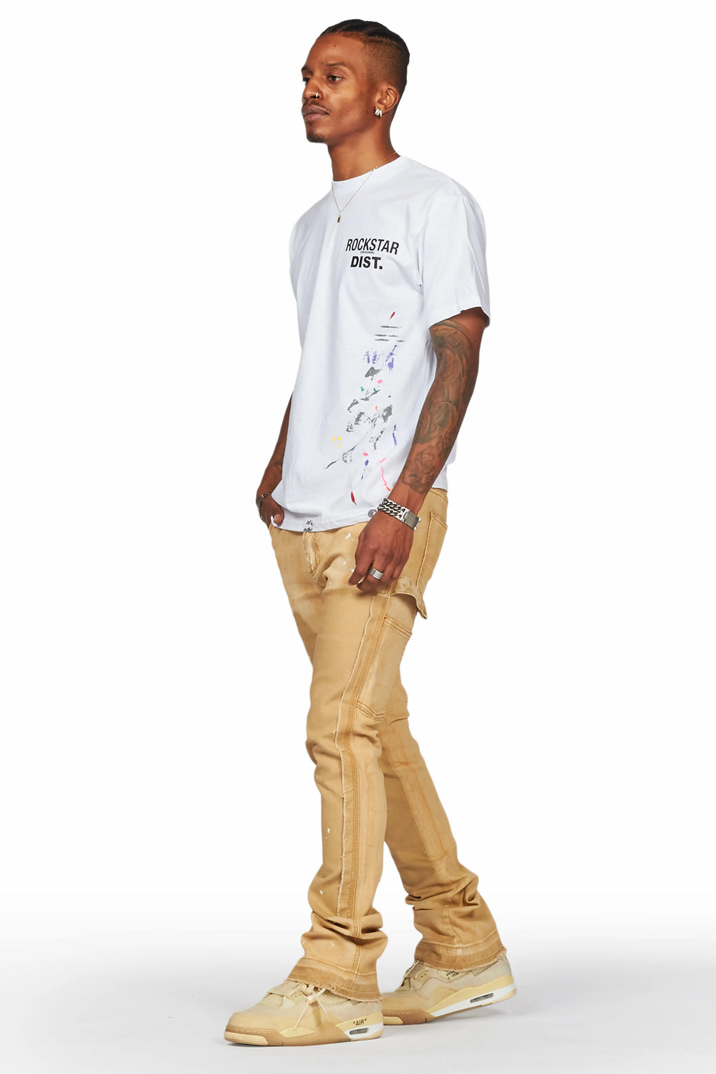 Serrano Beige Stacked Flare Jean