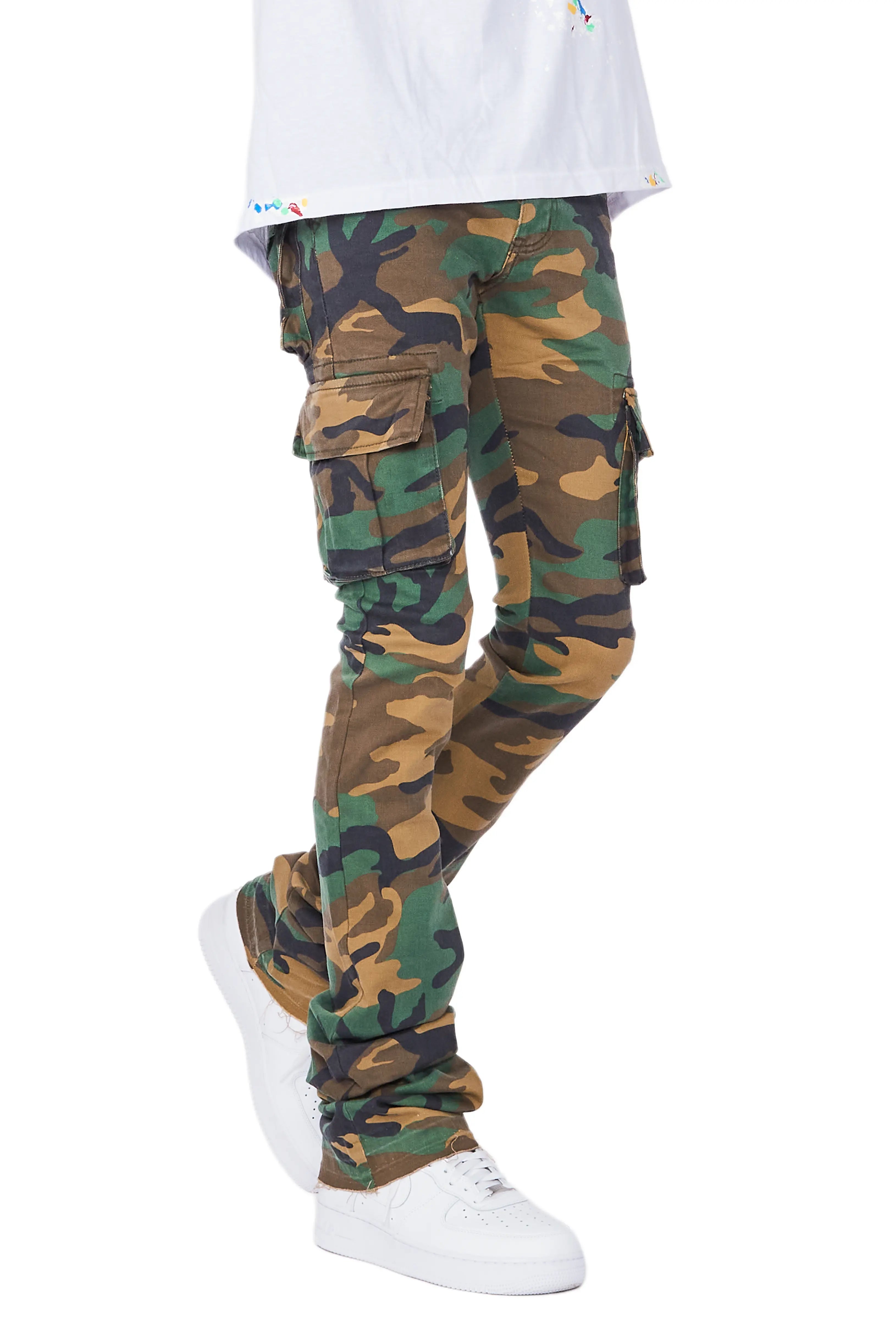 Kirrem Camo Super Stacked Flare Jean