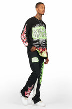 Beno Black Long Sleeve T-Shirt/Baggy Pant Set