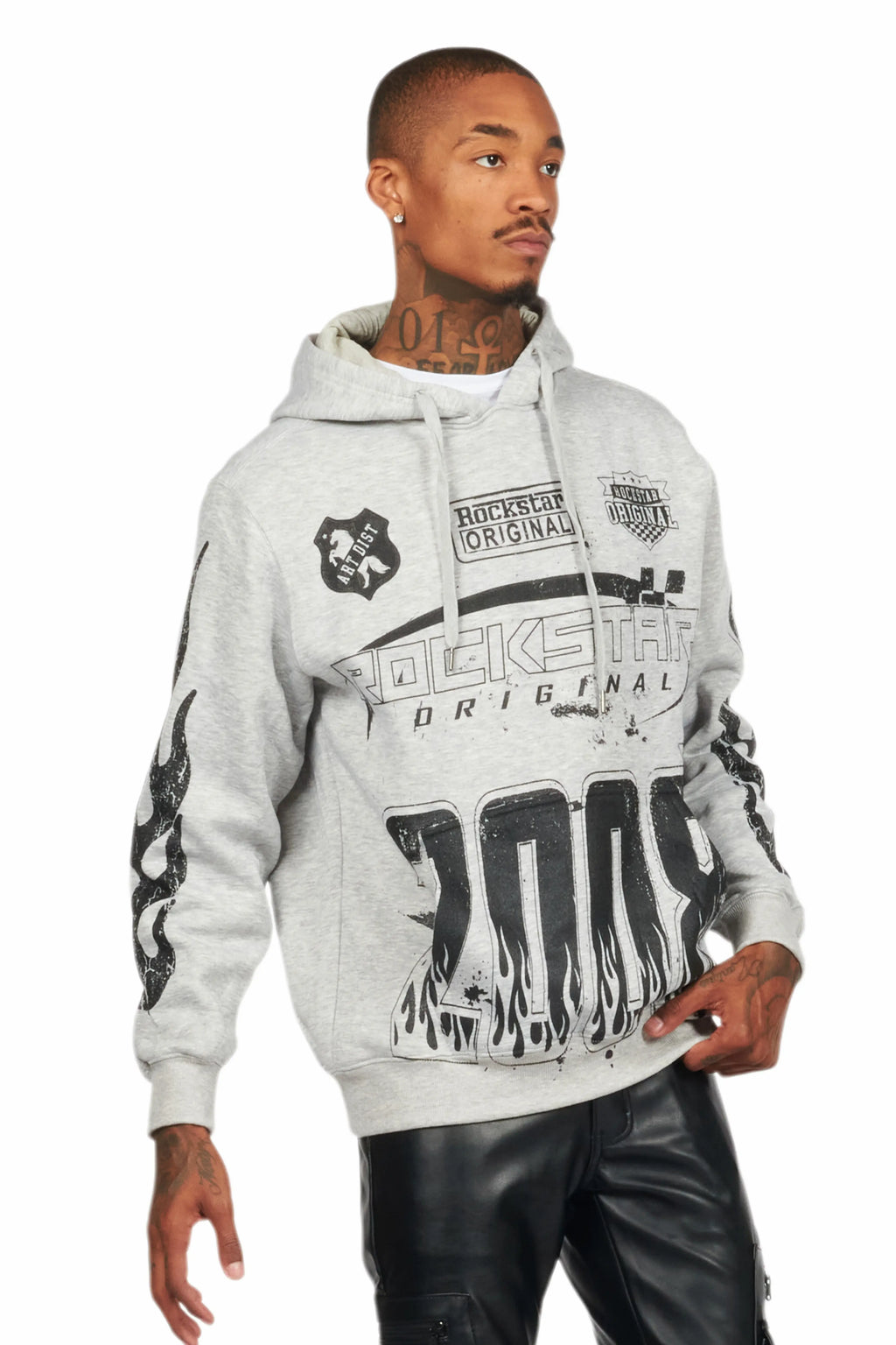 Amos Heather Grey Graphic Hoodie