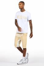 Sana White/Beige T-Shirt Short Set