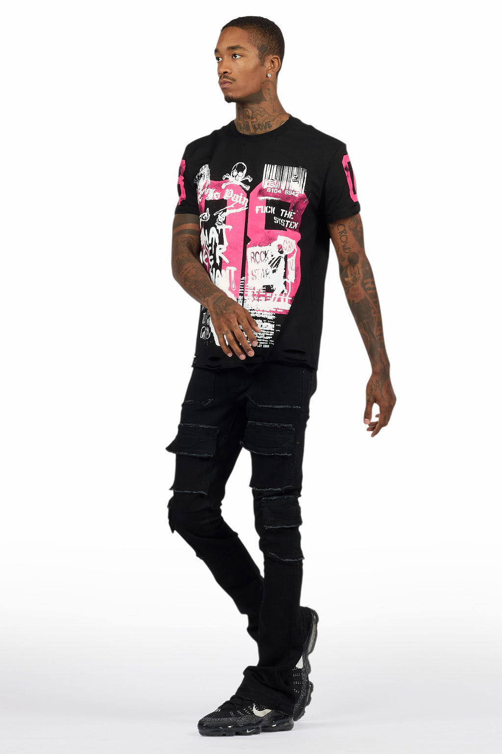 Grill Black T-Shirt/Stacked Flare Cargo Jean