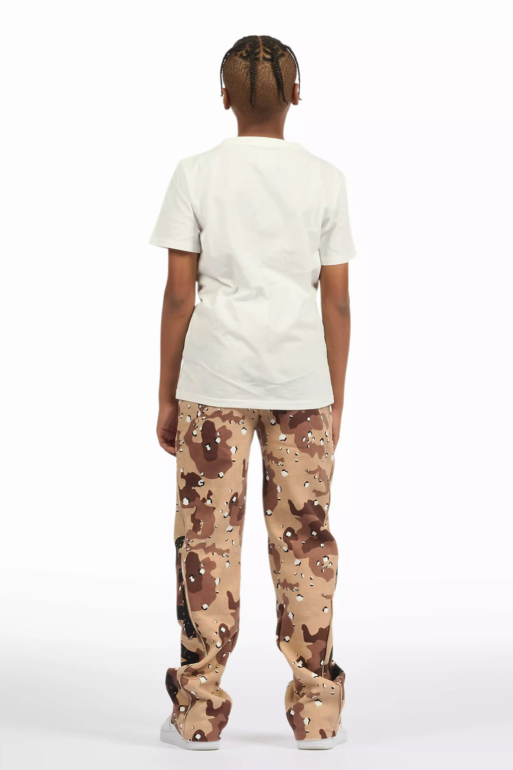 Boys Deniska White/Camo T-Shirt Baggy Stacked Flare Set