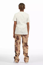 Boys Deniska White/Camo T-Shirt Baggy Stacked Flare Set