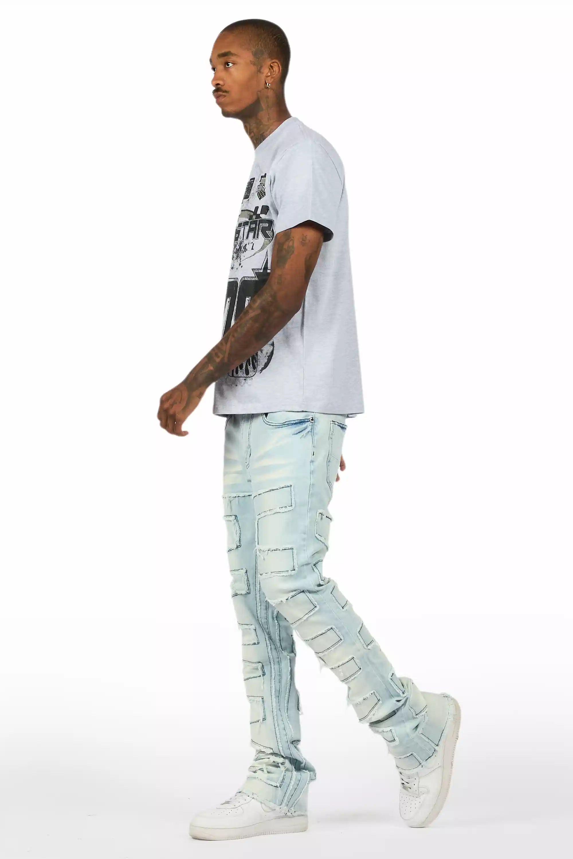 Amos Heather Grey Graphic T-Shirt/Stacked Flare Jean Bundle