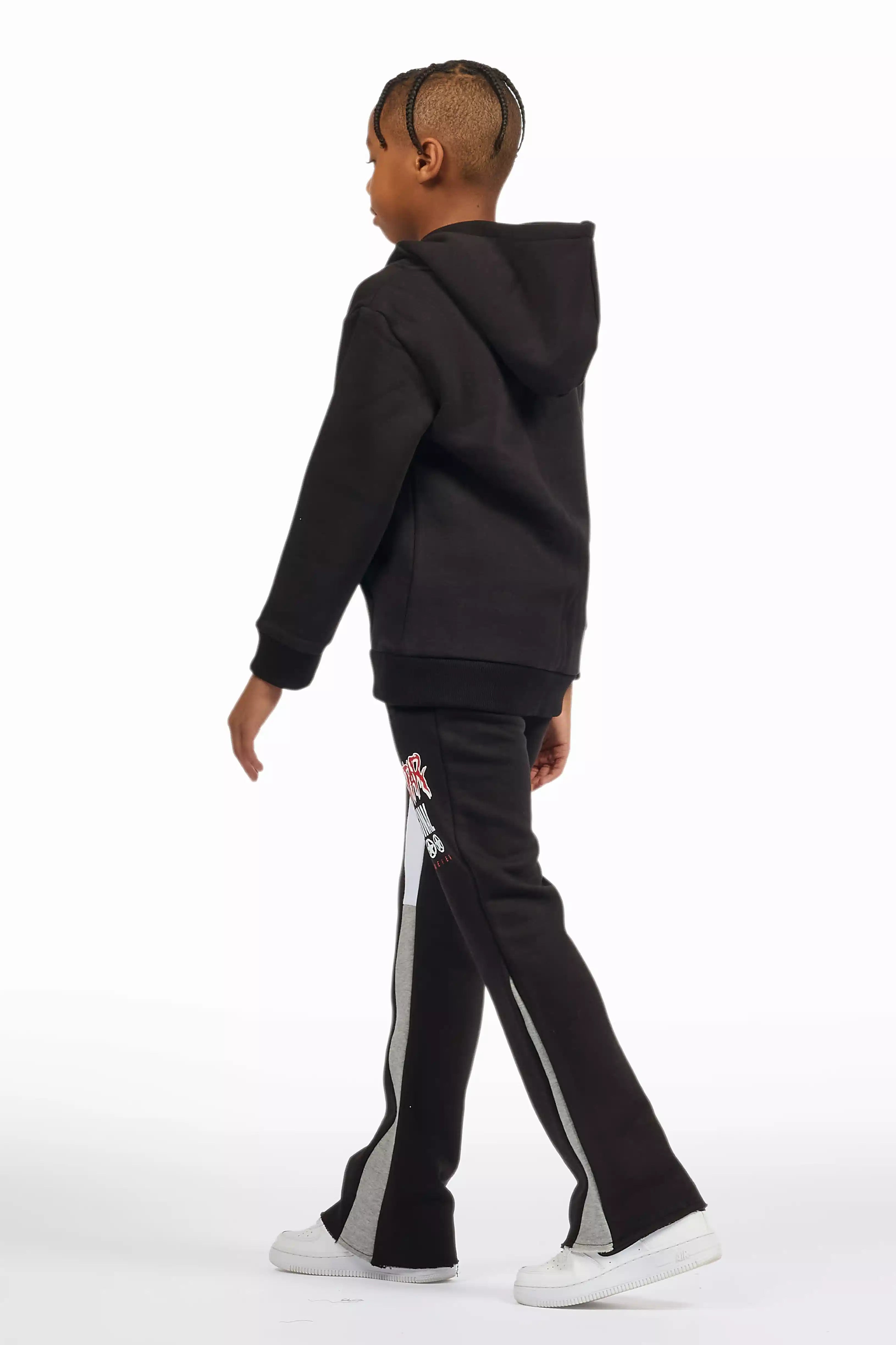 Boys Wizzurd Black/Grey Stacked Flare Track Set