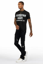 Lake Black/White T-Shirt/Dag Stacked Flare Jean Set