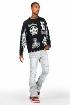 Franko Light Grey Stacked Flare Jean