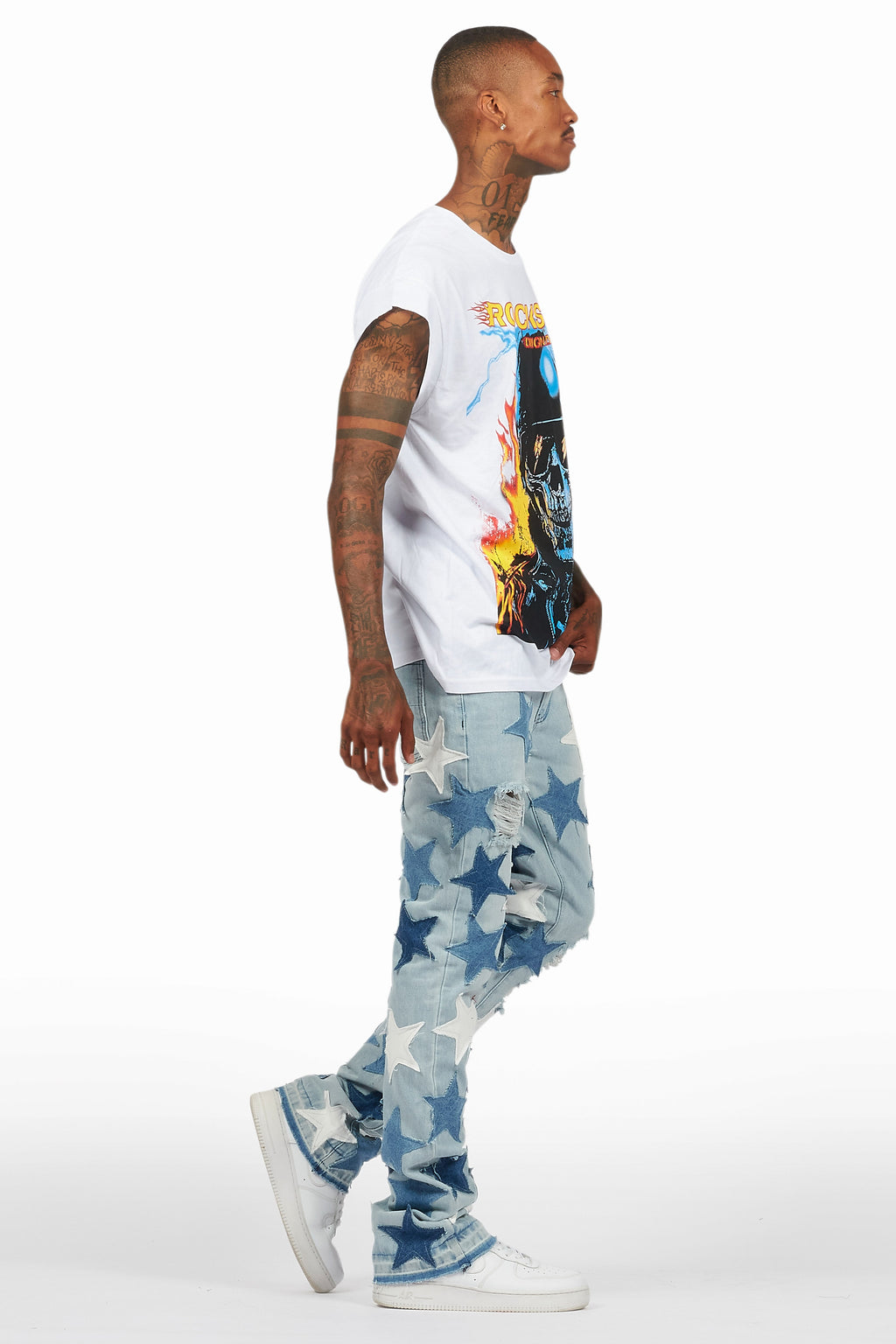 StarLane Light Blue Stacked Flare Jean