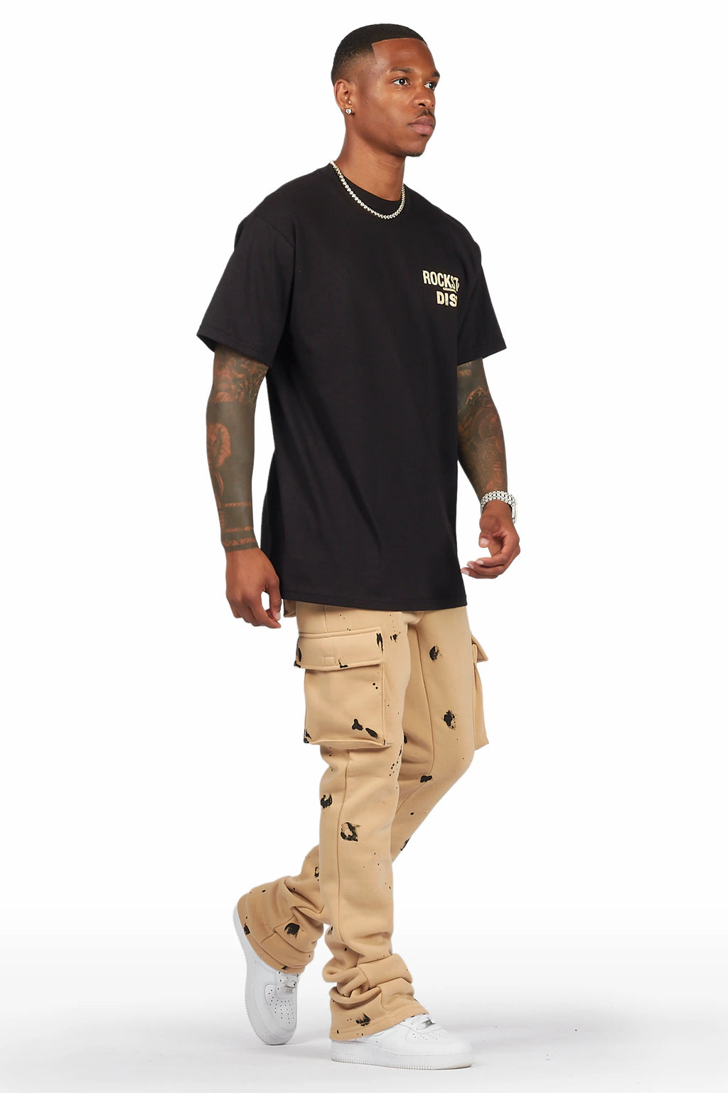 Radko Khaki Stacked Flare Cargo Pants