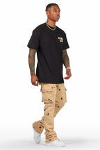 Radko Khaki Stacked Flare Cargo Pants