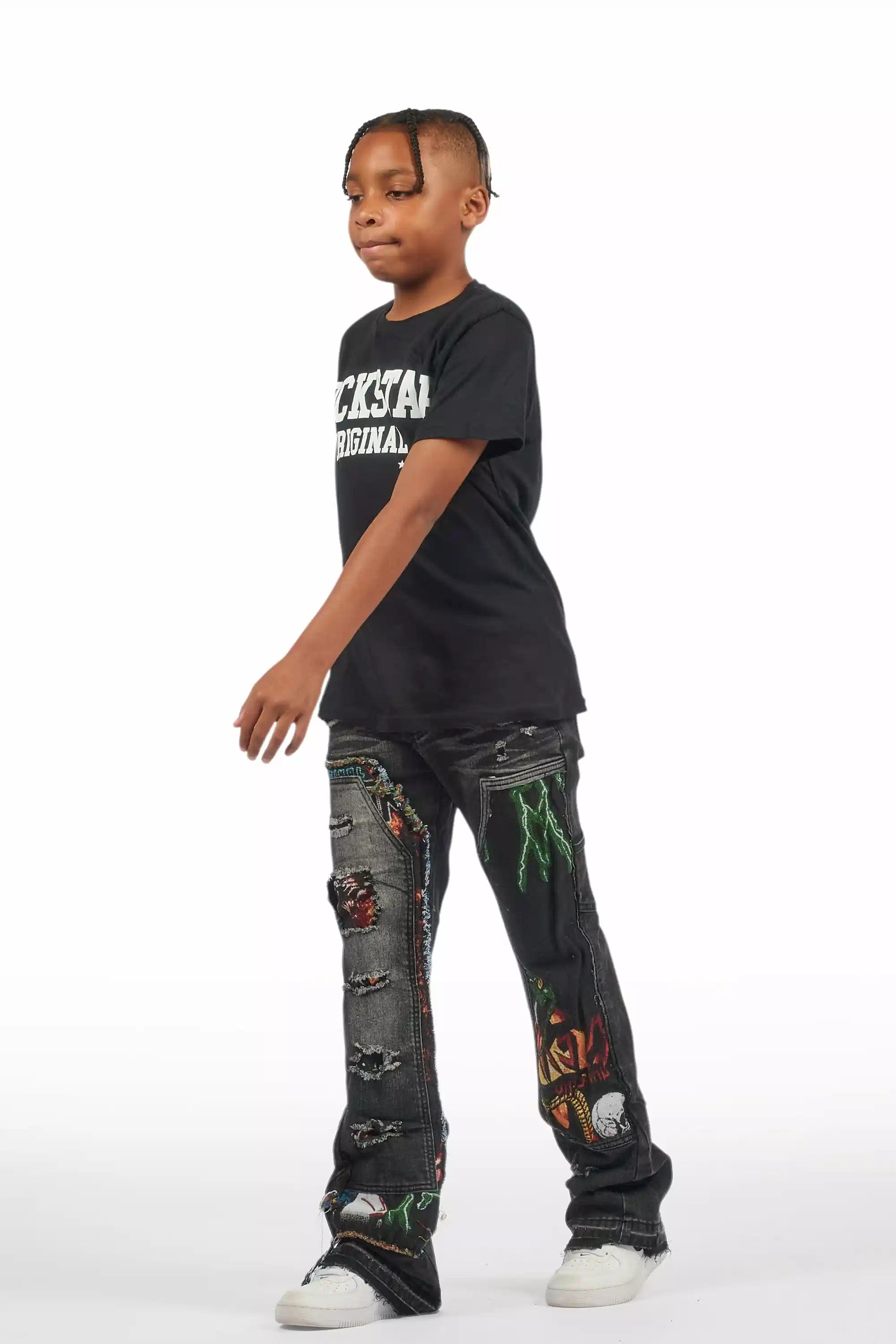 Boys Yanis Black Baggy Fit Jean