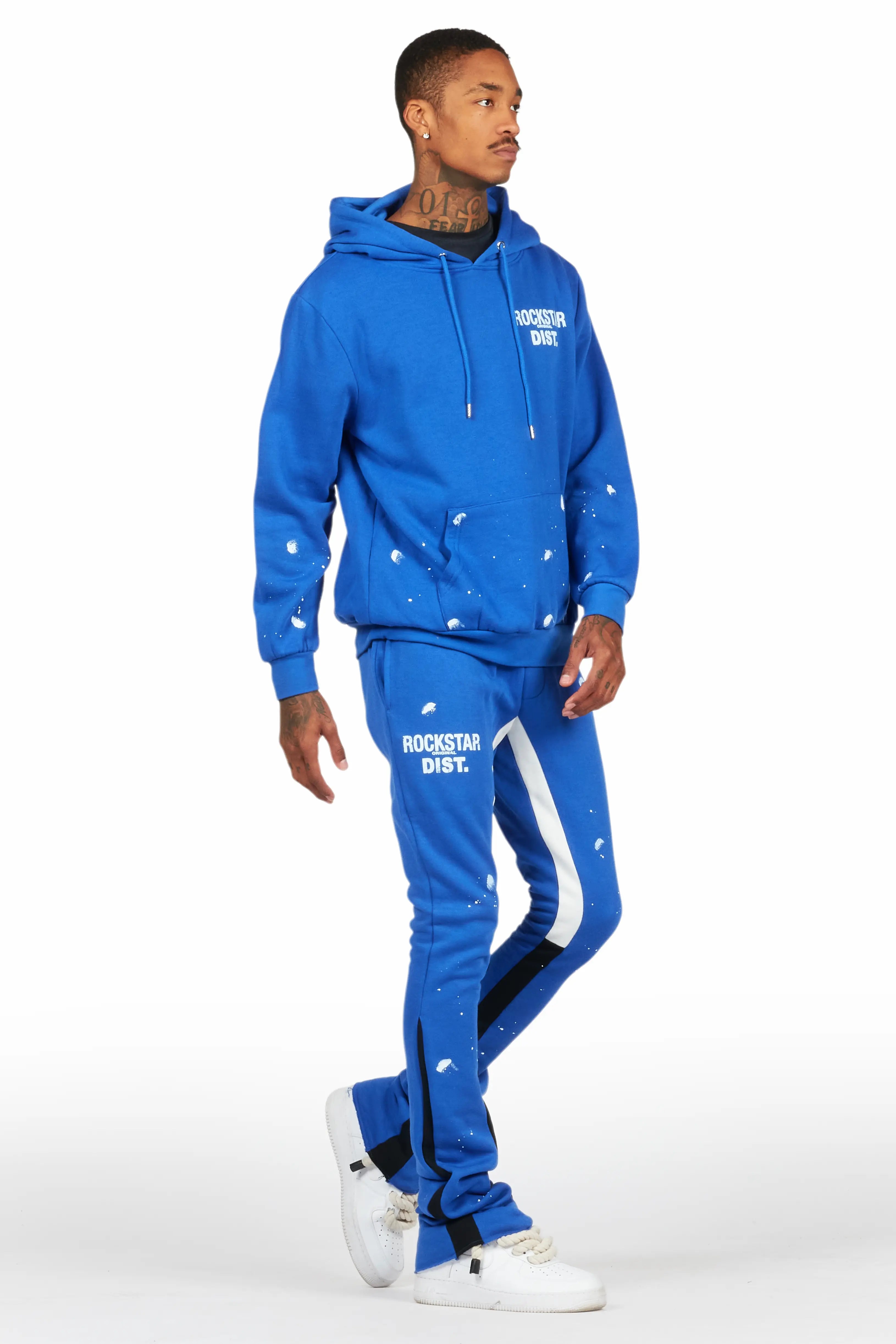 Raffer Royal Blue Hoodie/Stacked Flare Pant Set