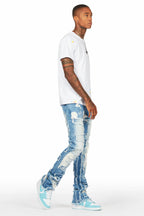 Laban Light Blue Bleach Stacked Flare Jean