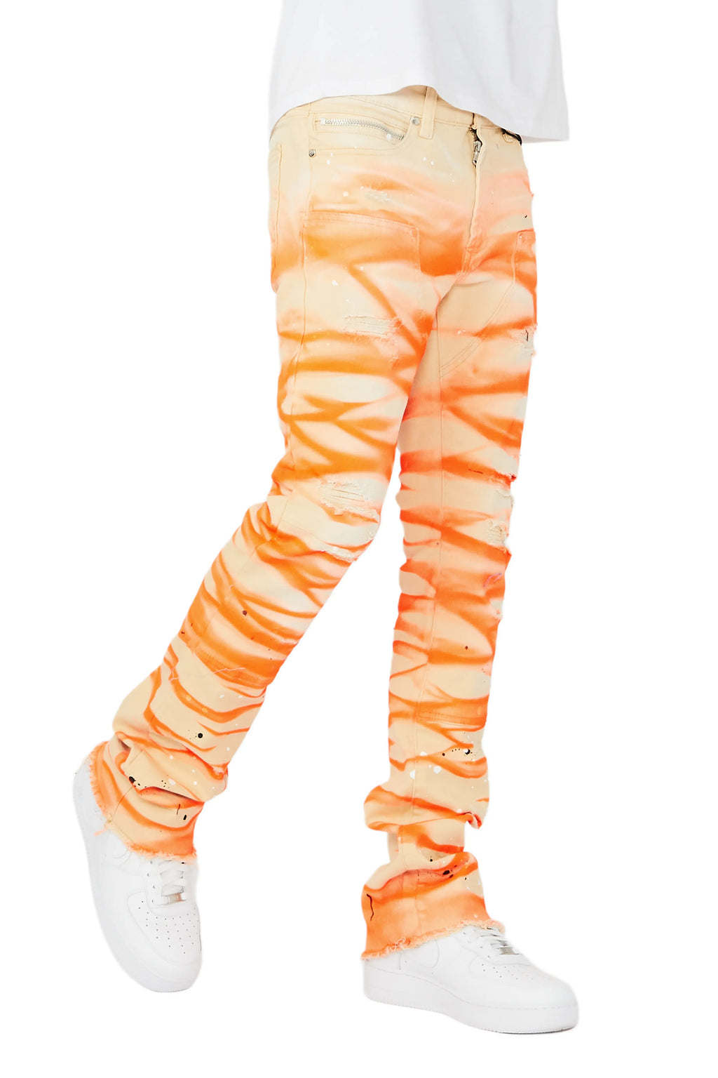 Sirius Beige/Orange Stacked Flare Jean