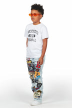 Boys Espen Blue Stacked Flare Jean