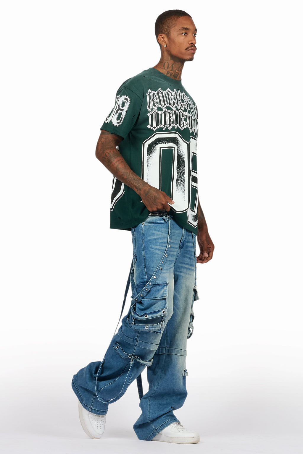 Nealon Blue Wash Baggy Cargo Fit Jean