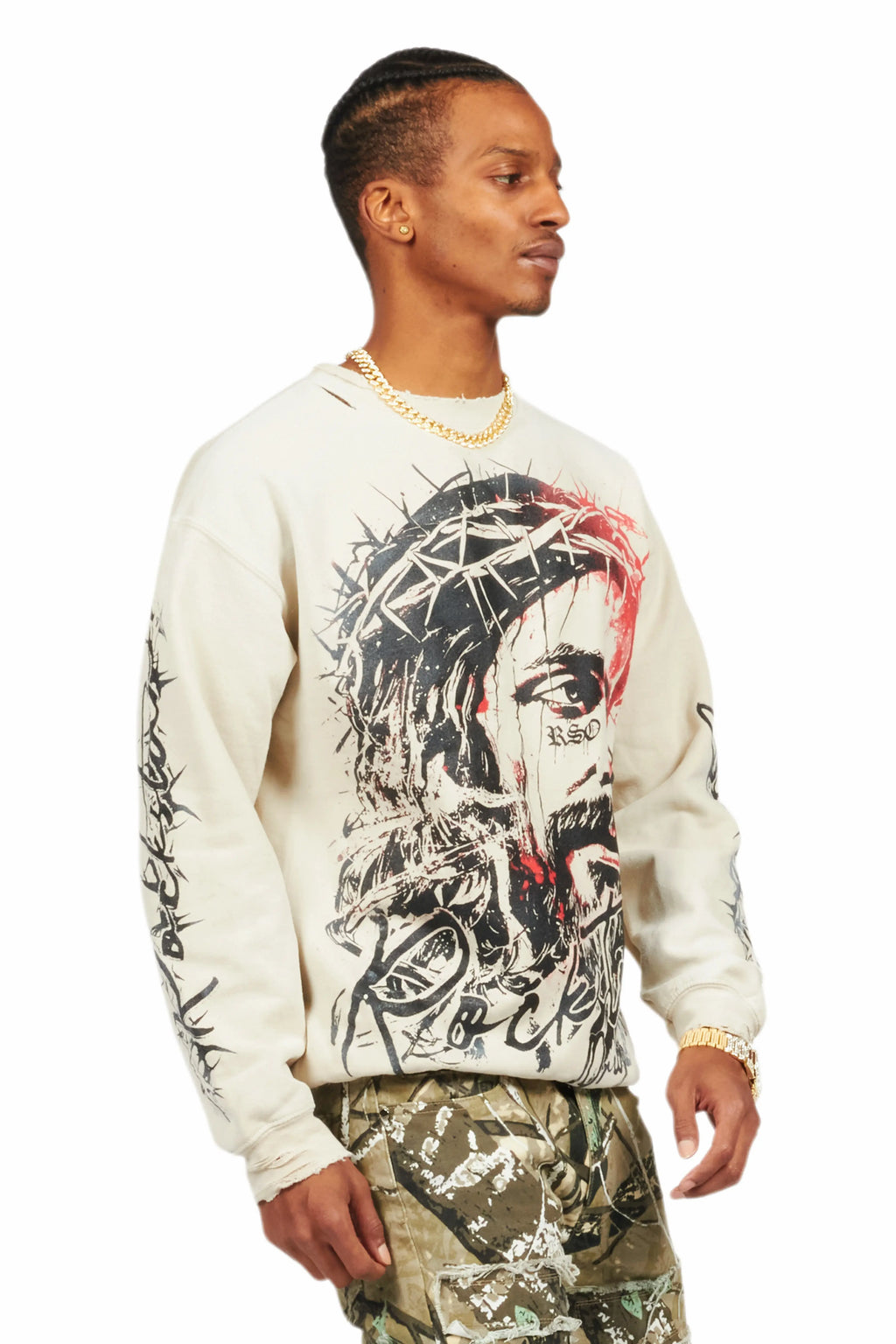 Bedros Beige Graphic Crewneck