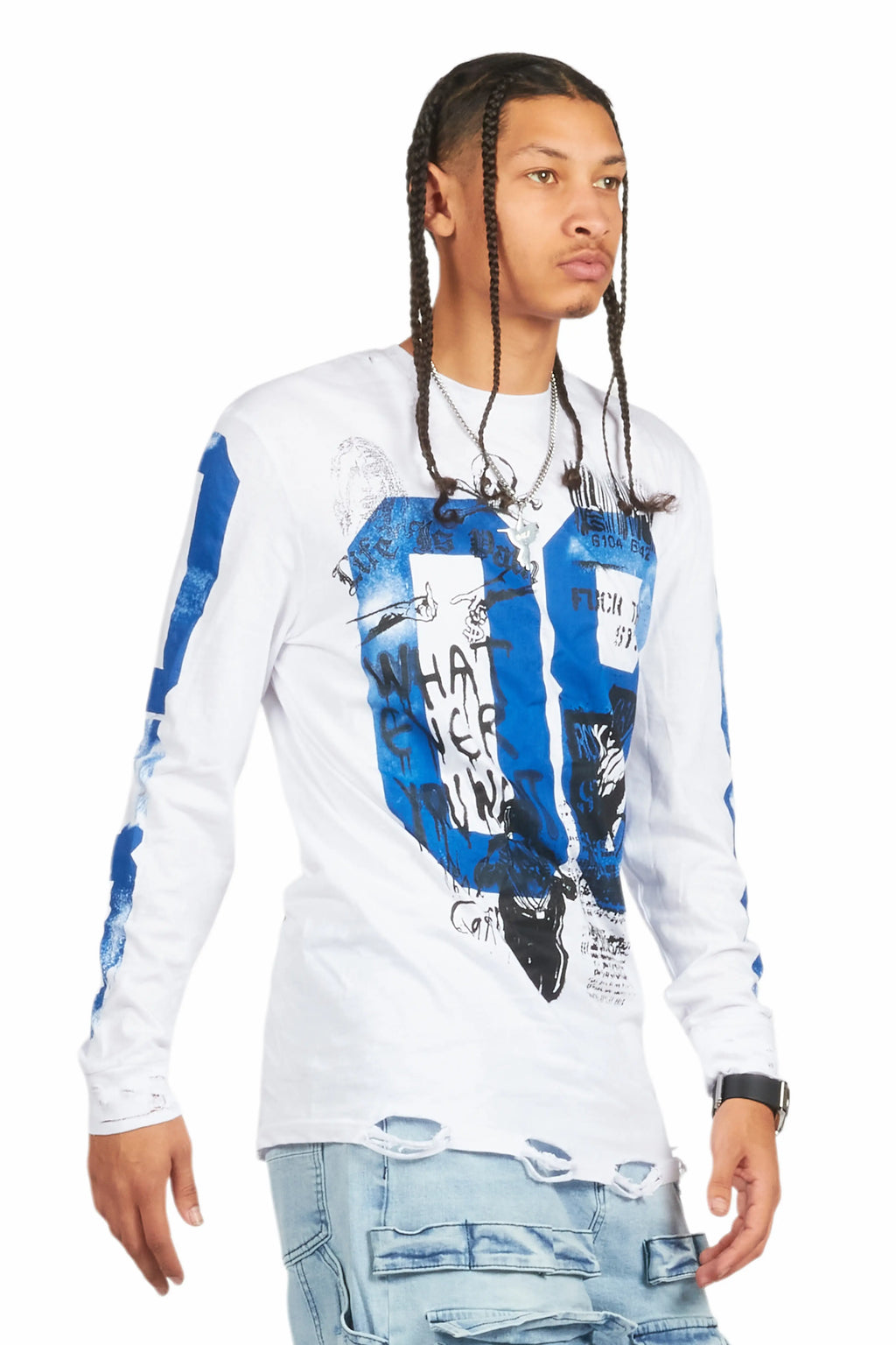 Grill White Long Sleeve Graphic T-Shirt