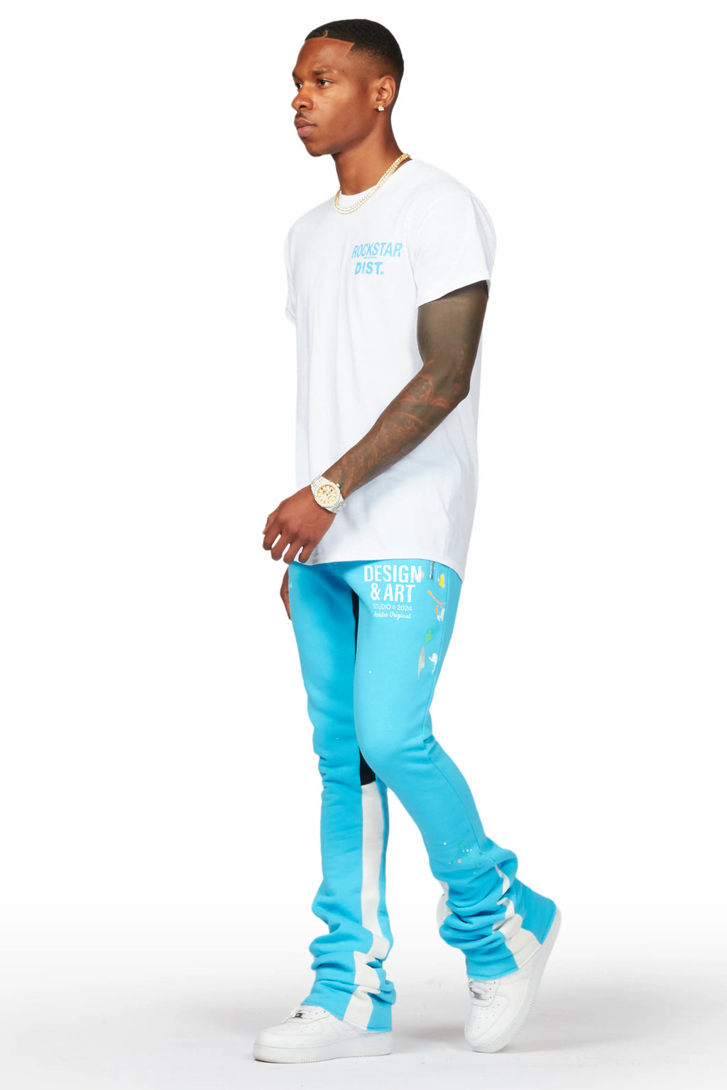 Taber Blue Super Stacked Flare Track Pant