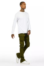 Zaid Olive Stacked Flare Jean