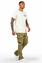 Radko Olive Stacked Flare Cargo Pants