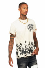 Bubble Beige Oversized Graphic T-Shirt