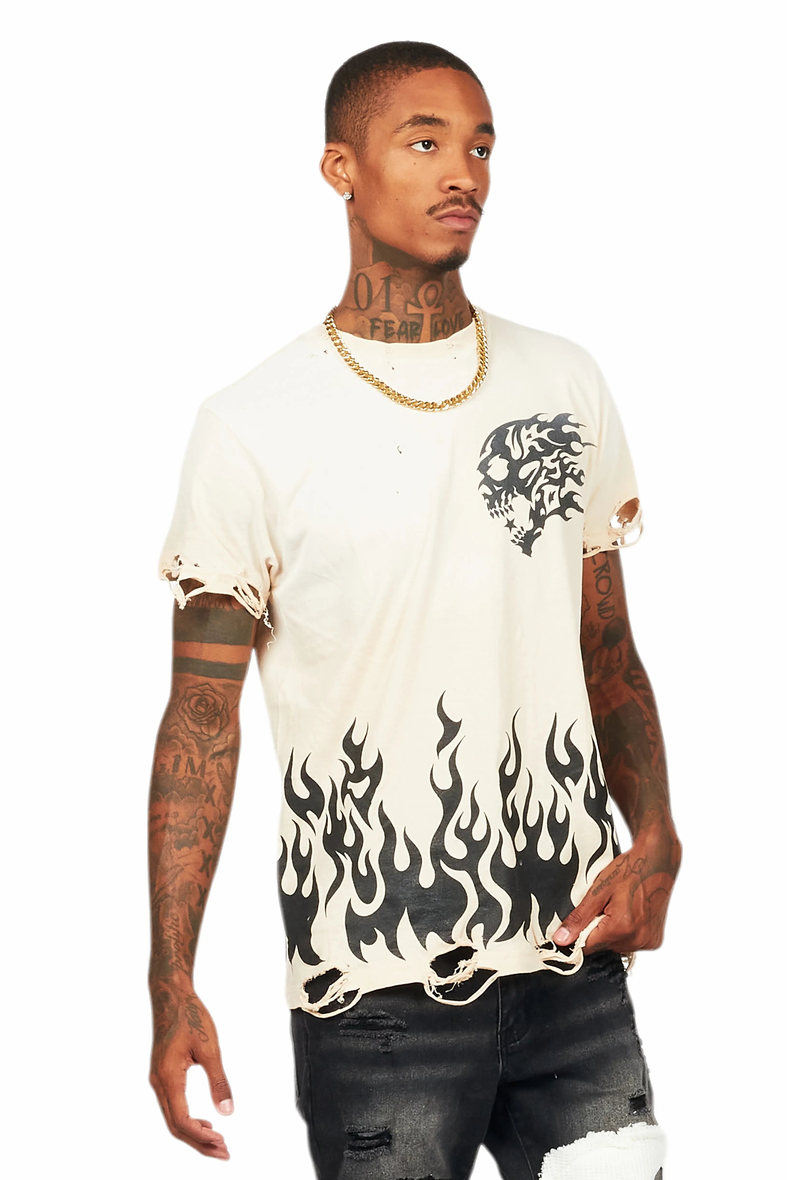 Bubble Beige Oversized Graphic T-Shirt