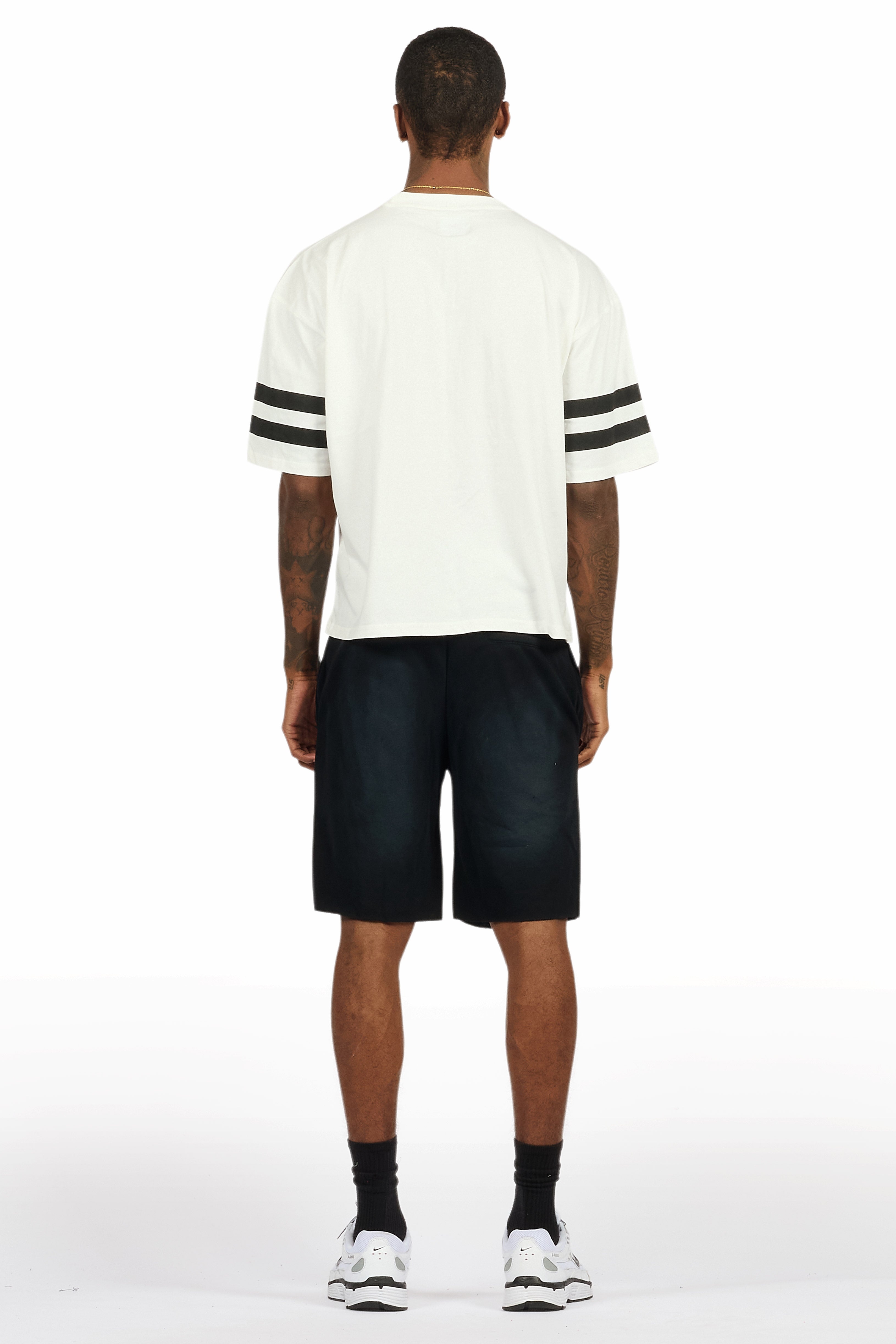 Alik White/Black Crop Boxy Tee Short Set
