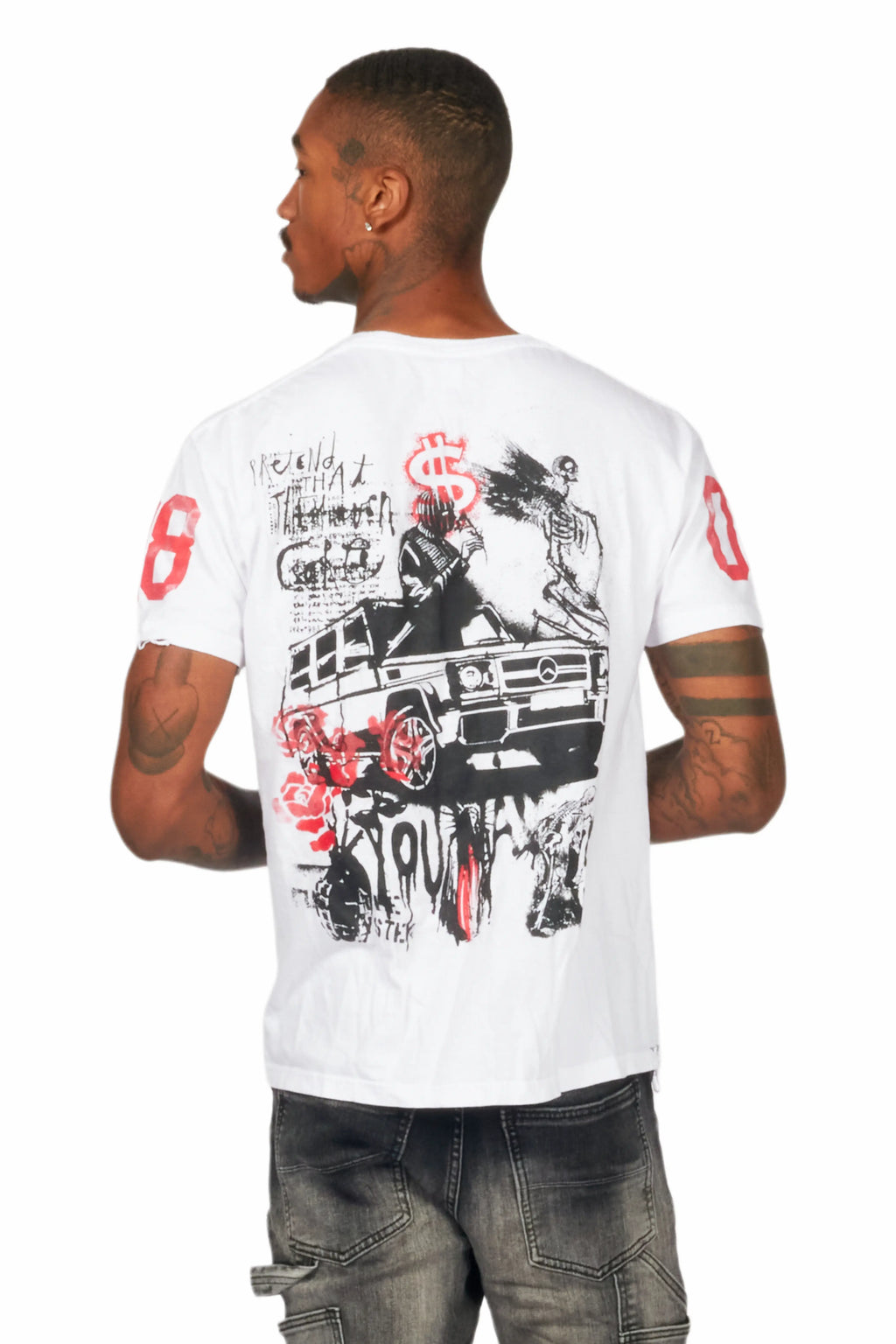 Grill White Graphic Oversized T-Shirt