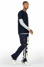 Berne Navy/Grey Double Layer T-Shirt/Baggy Pant Set