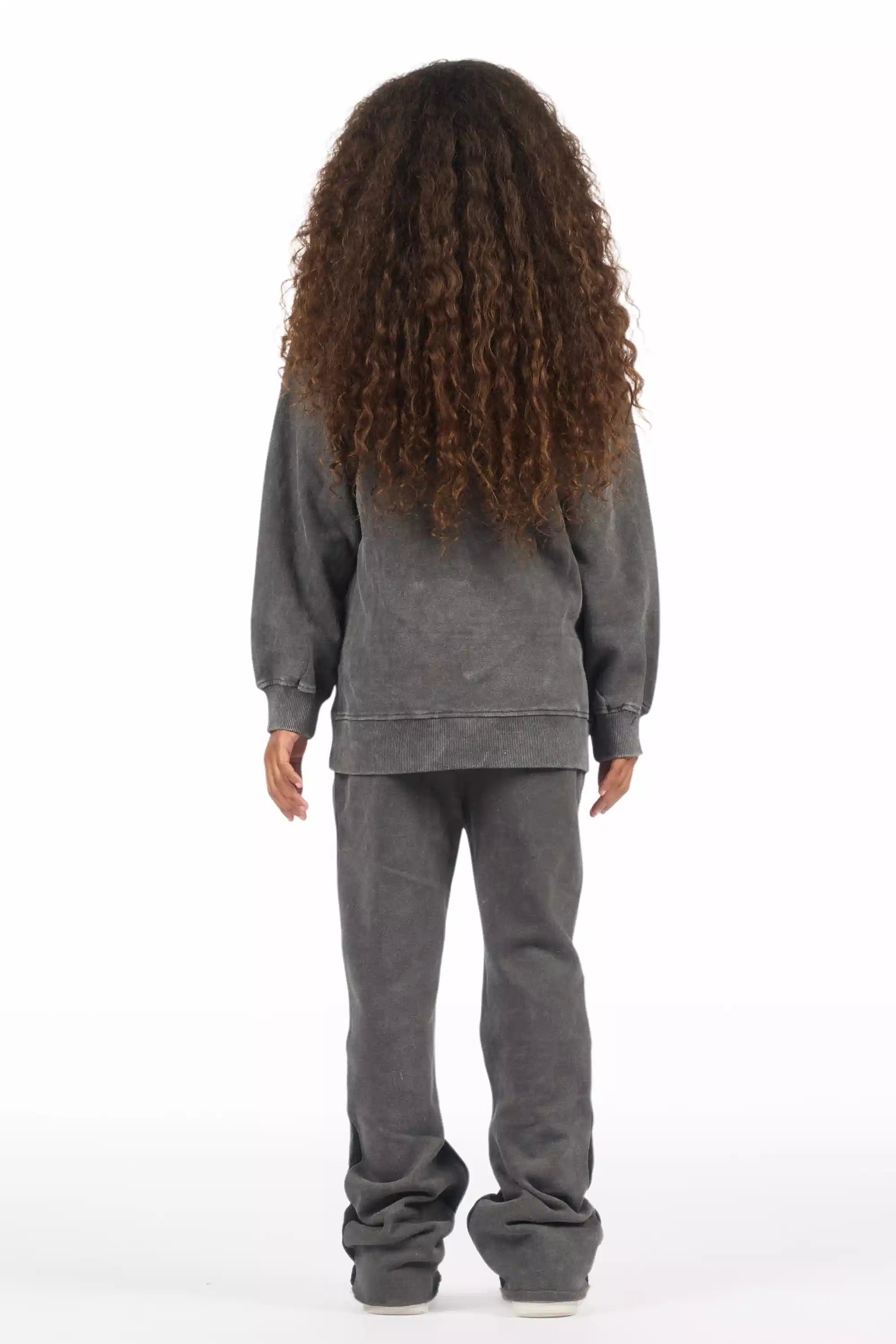 Girls Kammy Vintage Grey/Pink Hoodie Stacked Track Set