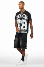 Kalix Black T-Shirt/Denim Short Set