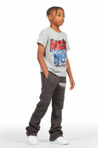 Boys Emilio Vintage Grey Stacked Flare Track Pant