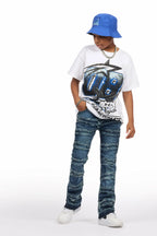 Boys Eli Blue Wash Flare Frayed Jean