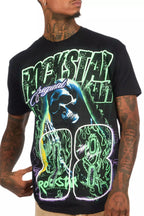 Kruz Black/Green Oversized Graphic T-Shirt