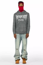 Andros Reflected Grey Graphic Knitted Mohair Hoodie